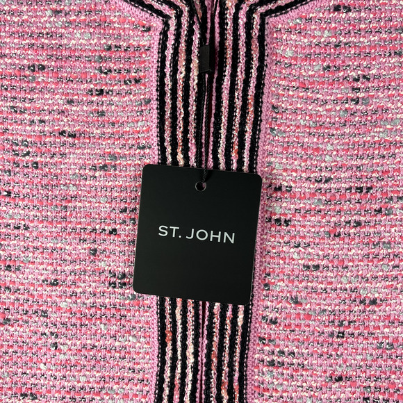 St.John For Mary Kay Long Tweed Jacket Womens 4 Pink Wool Classic Colorful NWT - Picture 8 of 16